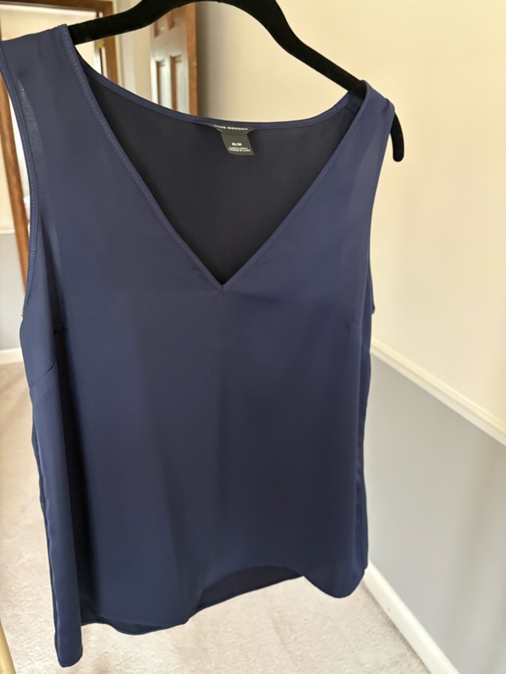 Sleeveless V-Neck Navy Top
